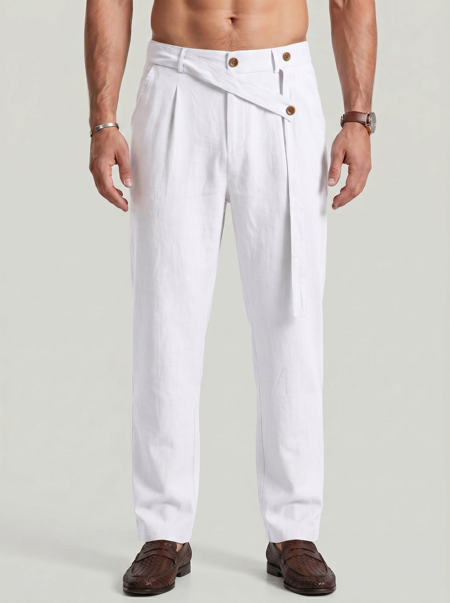 KZZ Men's Casual Loose-Fit Linen Pants
