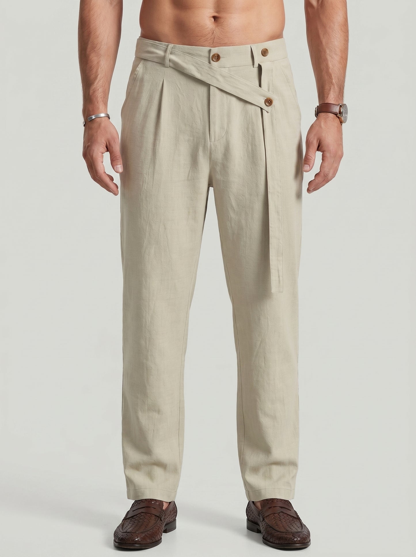 KZZ Men's Casual Loose-Fit Linen Pants
