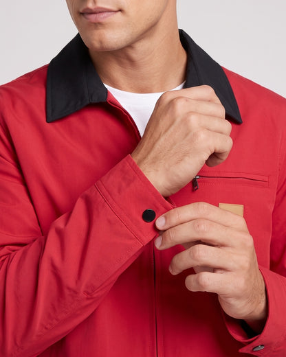 KZZ Men's Collared Zip-Up Cropped Jacket