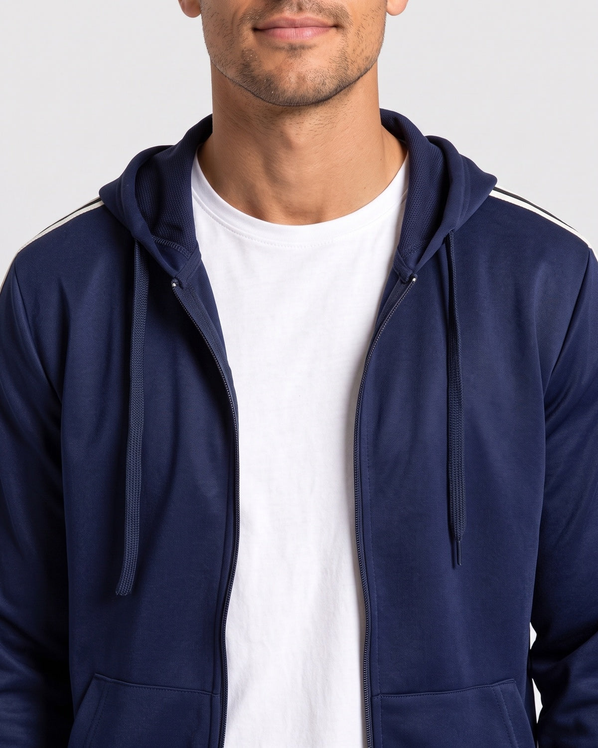 KZZ Men's Spring Hooded Half-Zip Long-Sleeve Top and Straight-Leg Pants