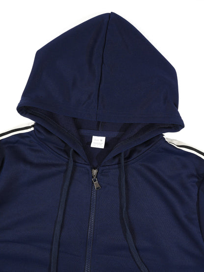 KZZ Men's Spring Hooded Half-Zip Long-Sleeve Top and Straight-Leg Pants
