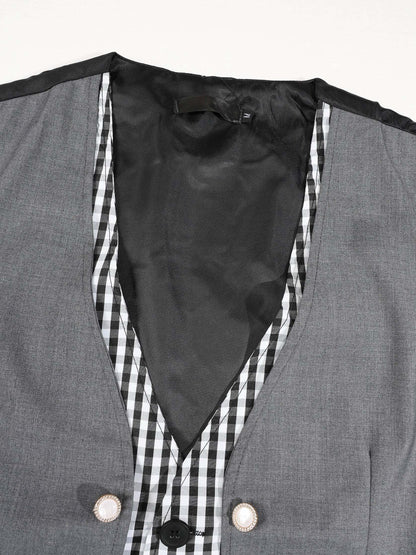 KZZ Men's V-neck double-breasted casual vest
