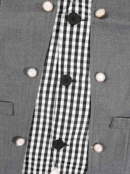 KZZ Men's V-neck double-breasted casual vest