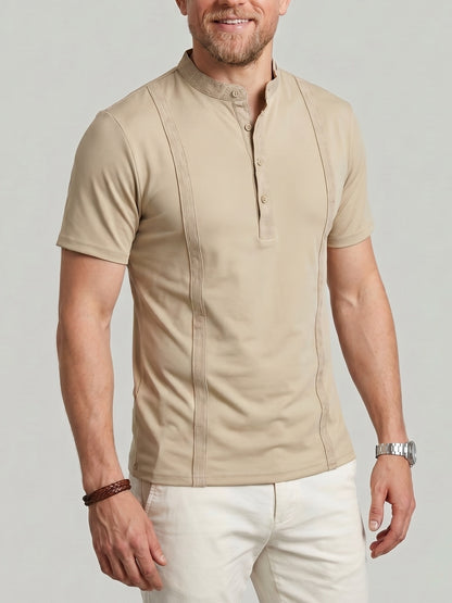 KZZ Men's Solid-Color Slim-Fit Casual Polo Shirt