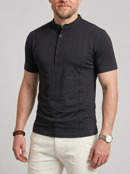 KZZ Men's Solid-Color Slim-Fit Casual Polo Shirt