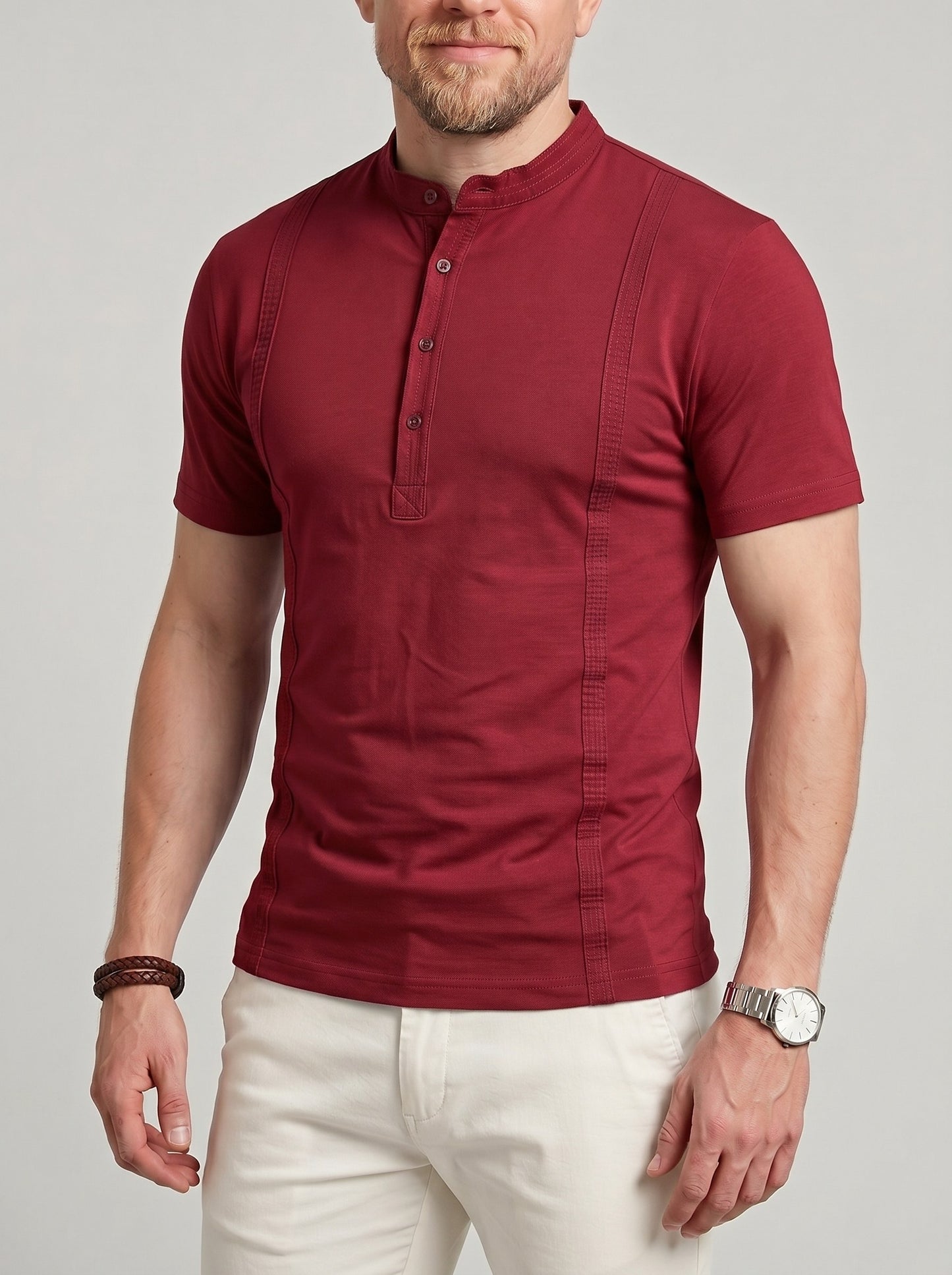 KZZ Men's Solid-Color Slim-Fit Casual Polo Shirt