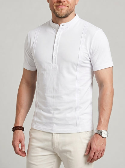 KZZ Men's Solid-Color Slim-Fit Casual Polo Shirt