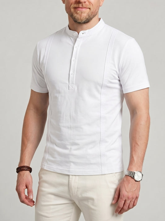 KZZ Men's Solid-Color Slim-Fit Casual Polo Shirt