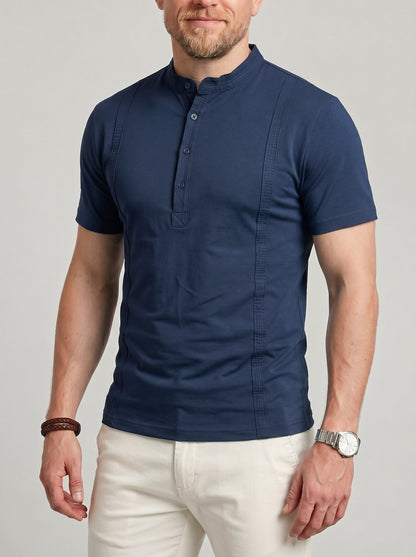 KZZ Men's Solid-Color Slim-Fit Casual Polo Shirt