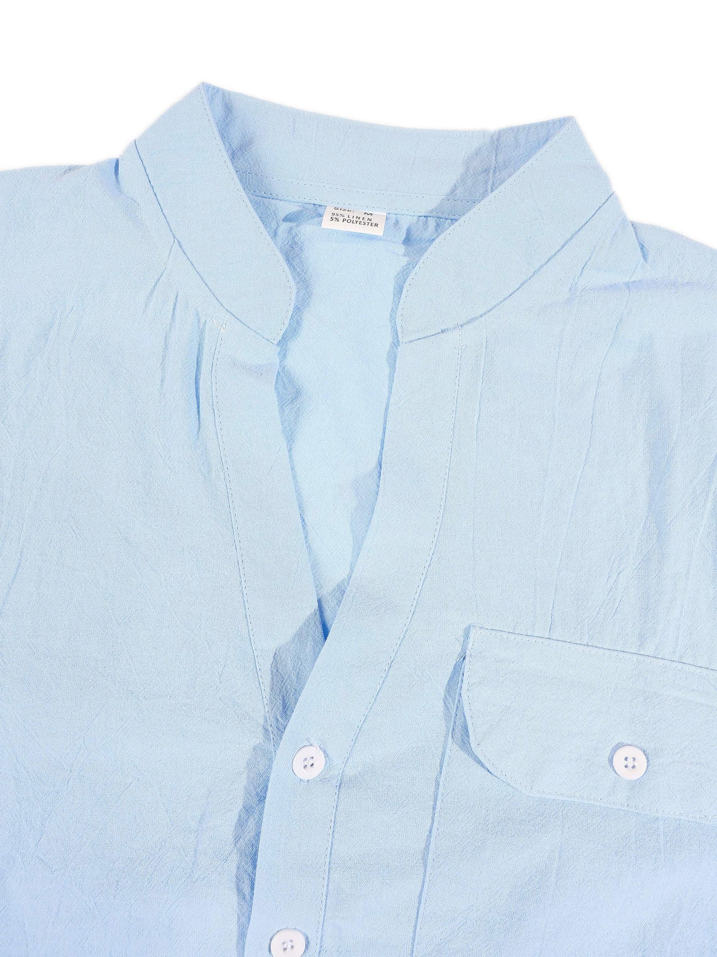 KZZ Men's Casual Short-Sleeve Stand-Collar Shirt and Shorts