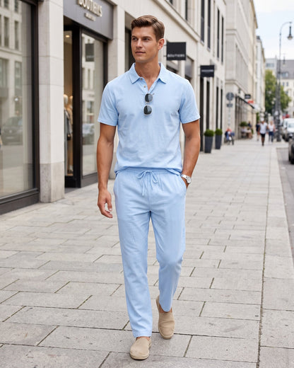 KZZ Casual short-sleeved shirt and loose-fitting trousers