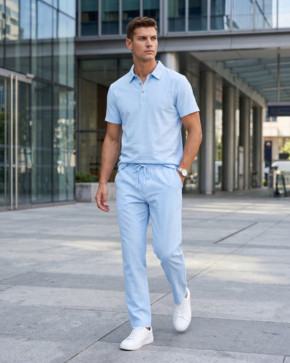 KZZ Casual short-sleeved shirt and loose-fitting trousers
