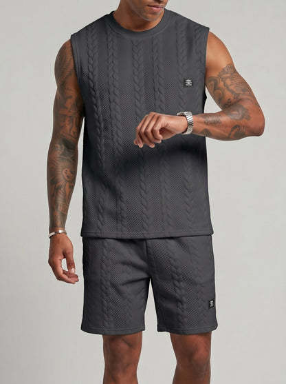 KZZ Sleeveless crew-neck pullover and drawstring shorts