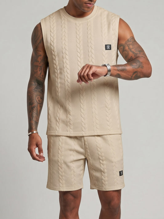 KZZ Sleeveless crew-neck pullover and drawstring shorts