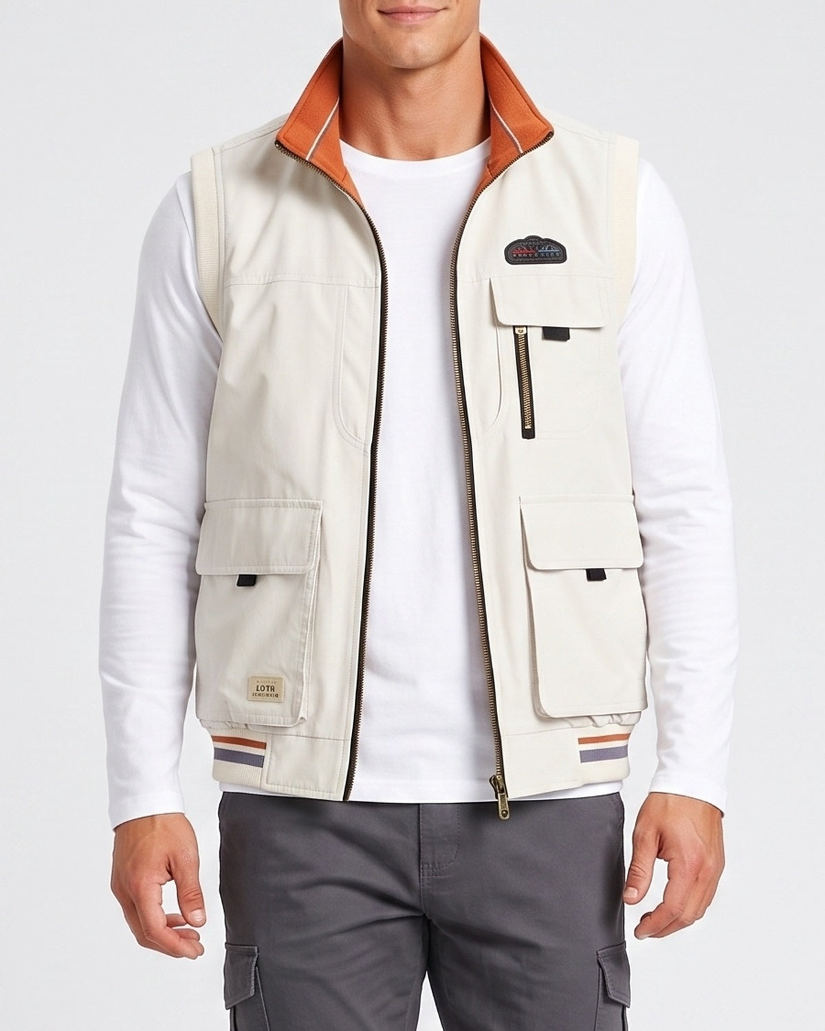 KZZ Men's single-piece stand-up collar double-sided vest