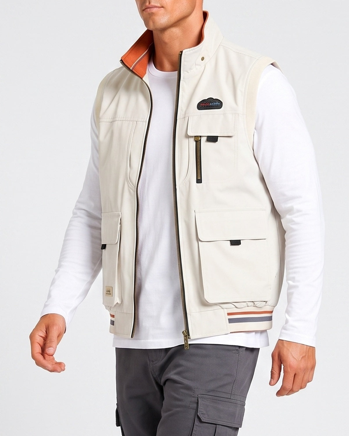 KZZ Men's single-piece stand-up collar double-sided vest