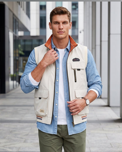KZZ Men's single-piece stand-up collar double-sided vest