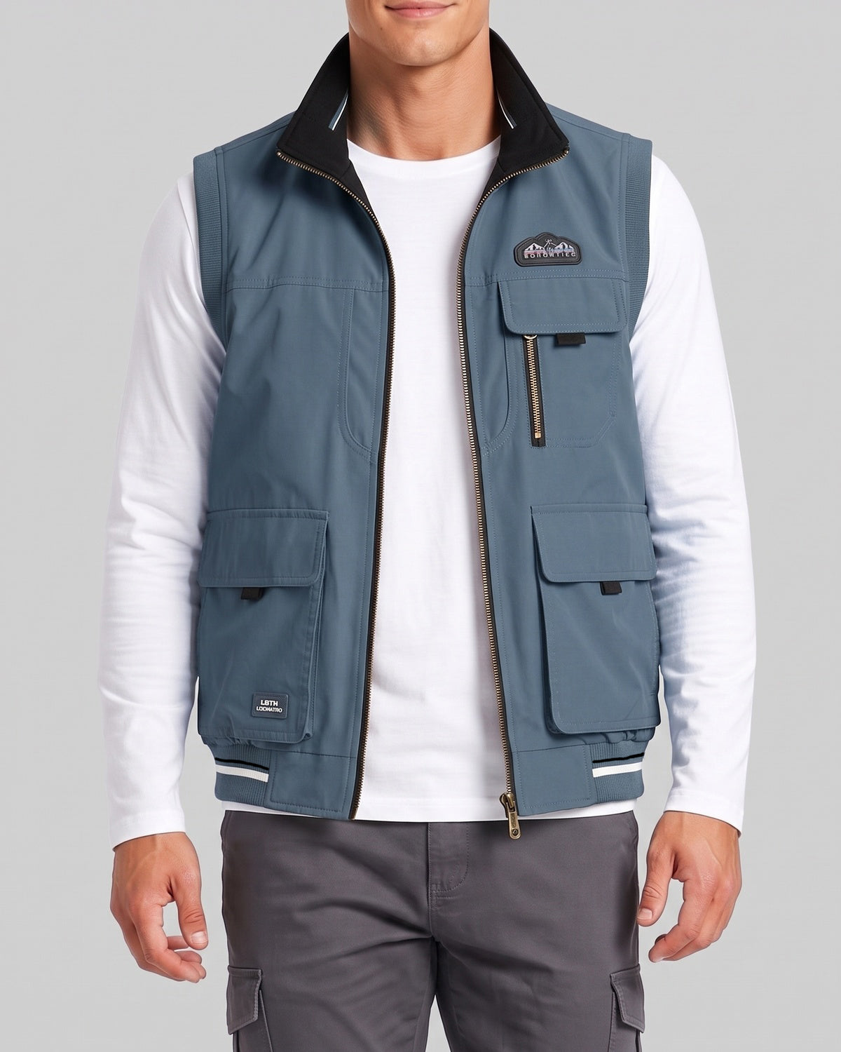 KZZ Men's single-piece stand-up collar double-sided vest