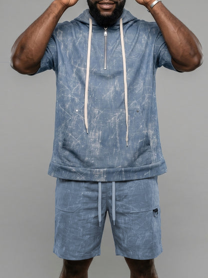 KZZ Men's Summer Hooded Short-Sleeve Set