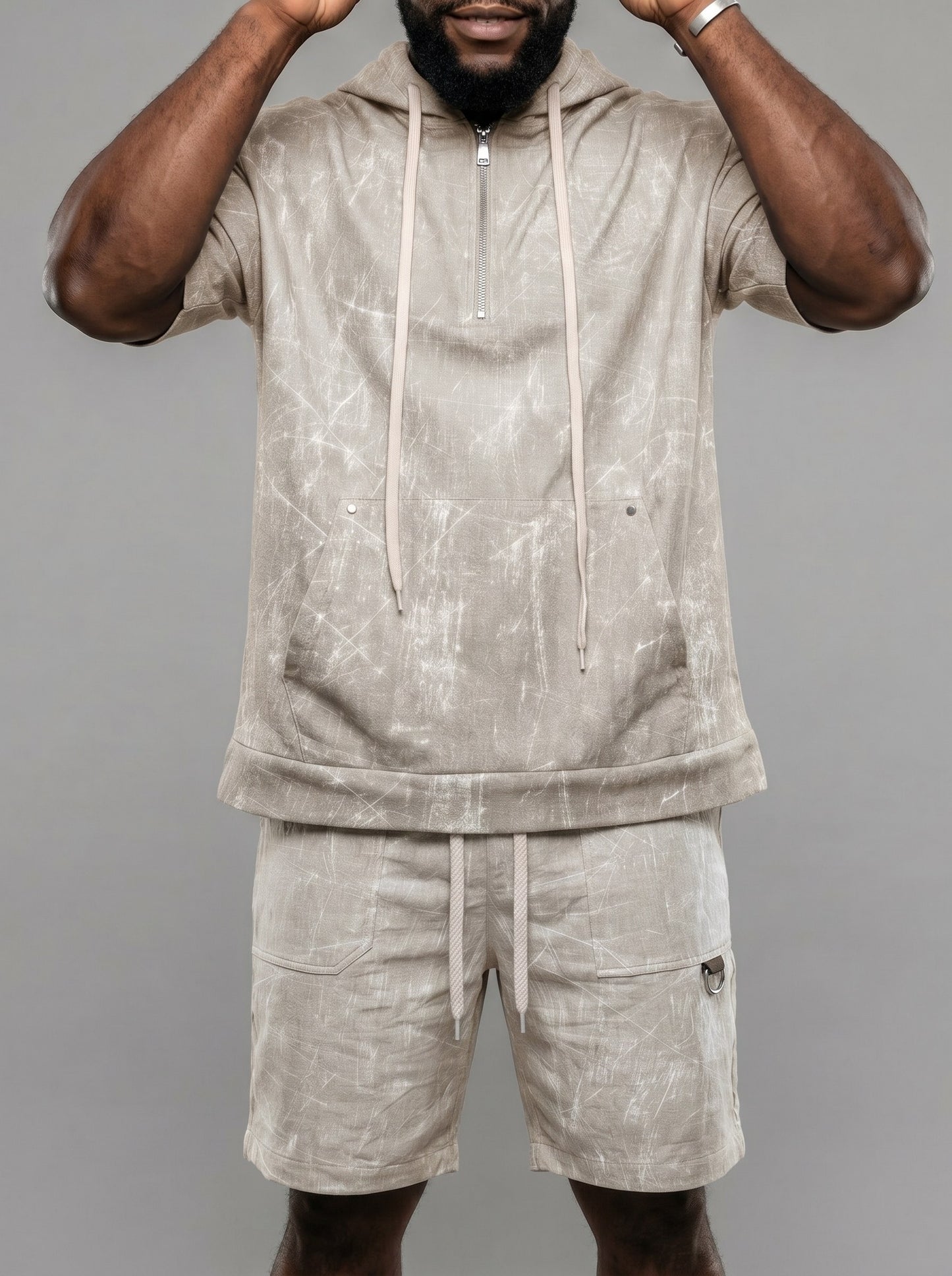 KZZ Men's Summer Hooded Short-Sleeve Set