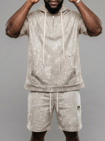 KZZ Men's Summer Hooded Short-Sleeve Set