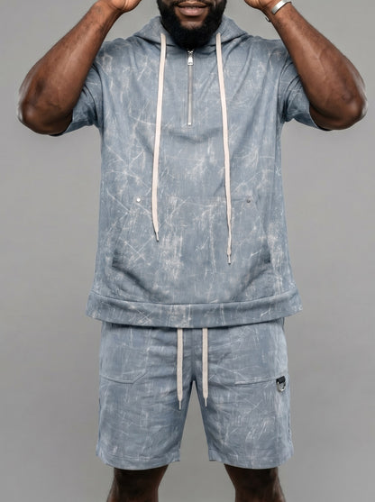 KZZ Men's Summer Hooded Short-Sleeve Set