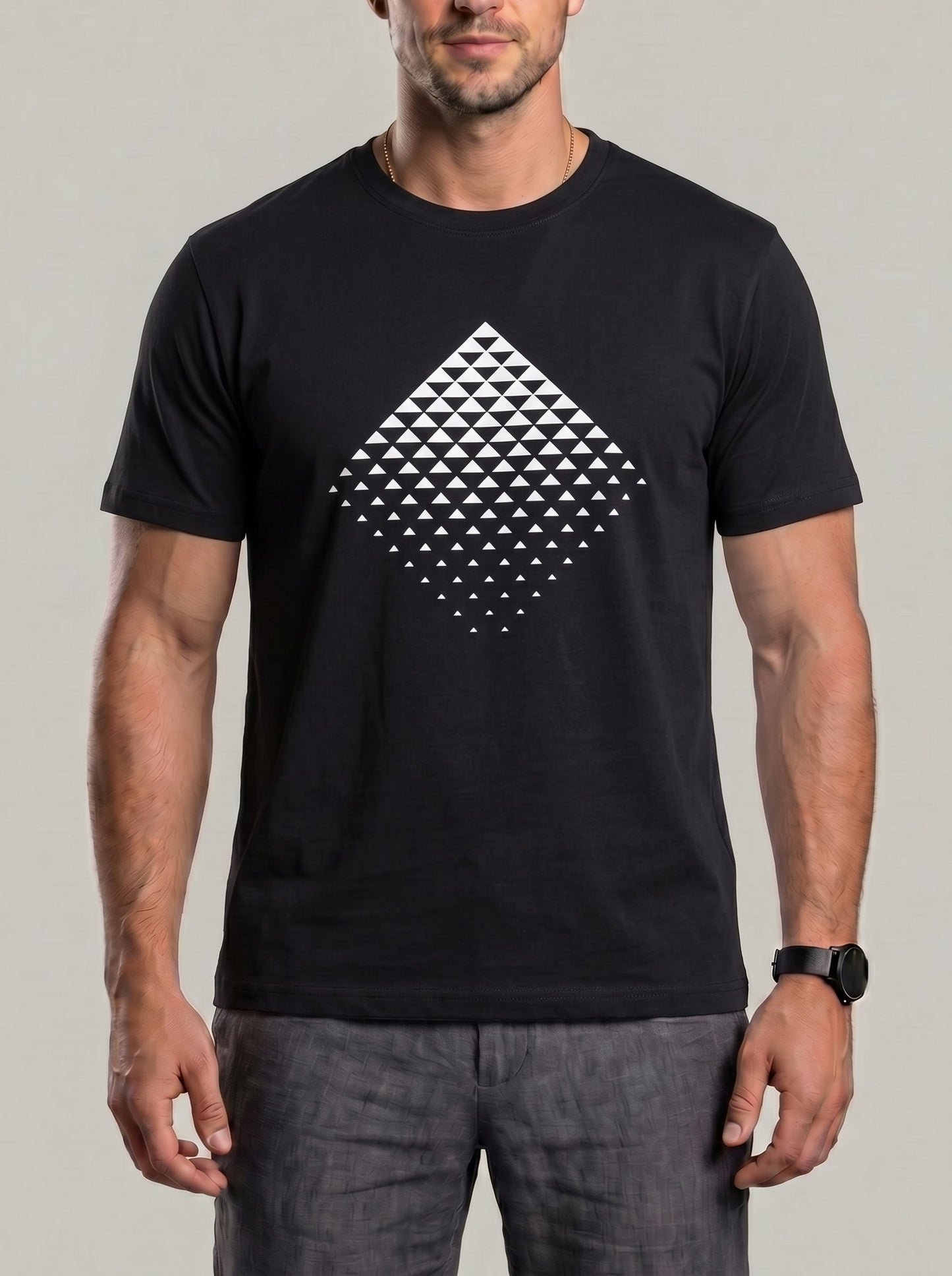 KZZ Men's Geometric Print T-Shirt