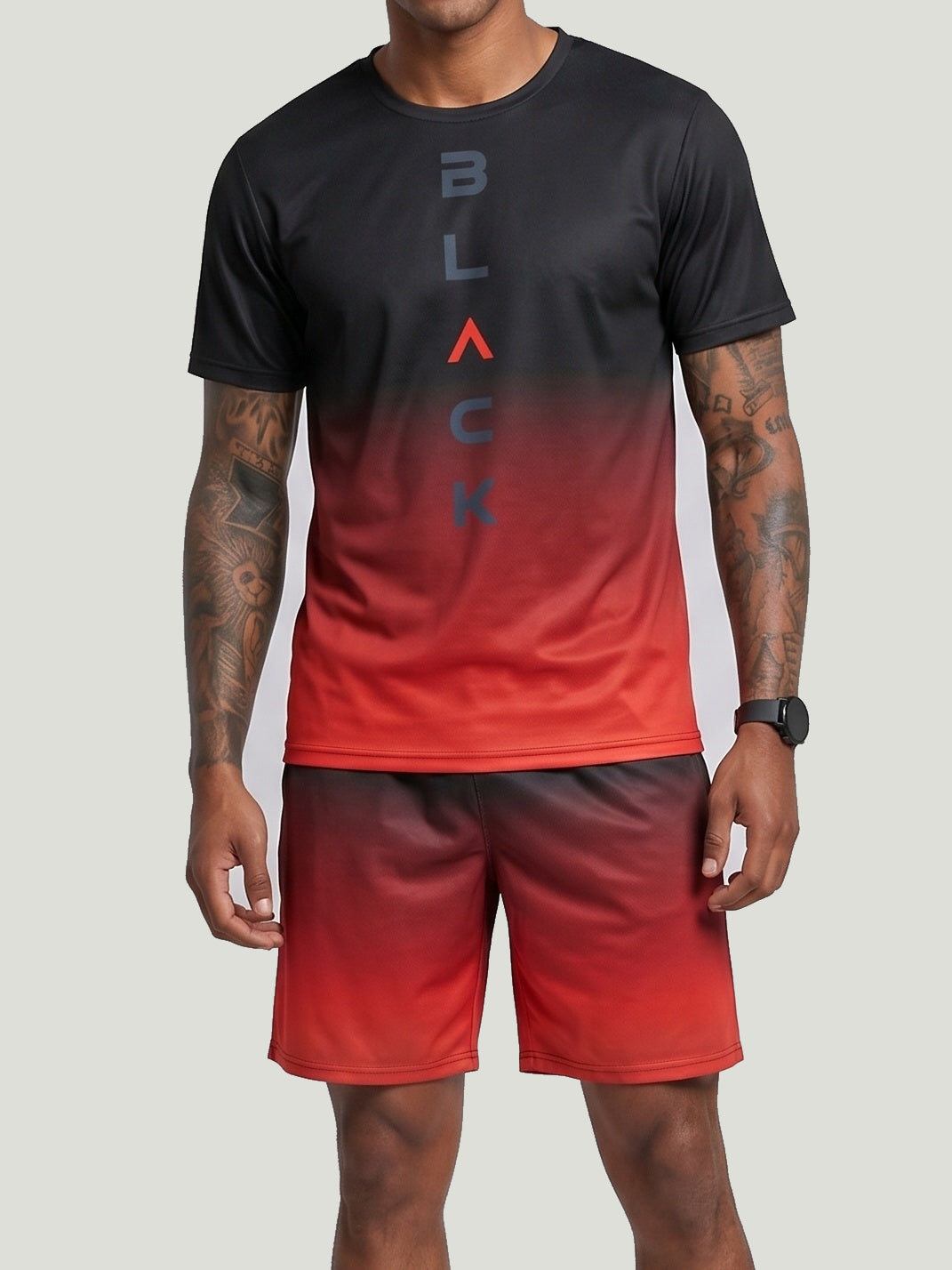 KZZ Color-Block Casual Crew-Neck Short-Sleeve Top and Shorts