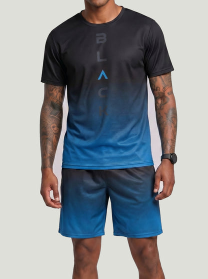 KZZ Color-Block Casual Crew-Neck Short-Sleeve Top and Shorts