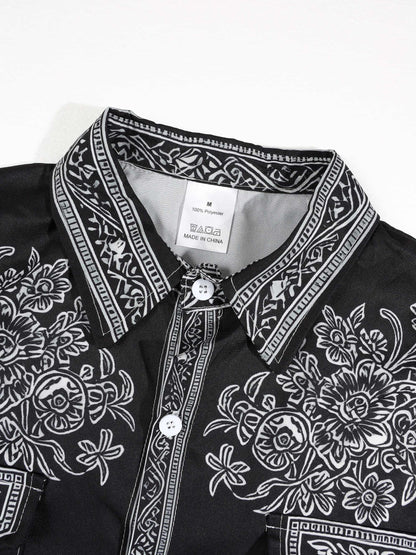KZZ Men's Vintage Western Long-Sleeve Shirt