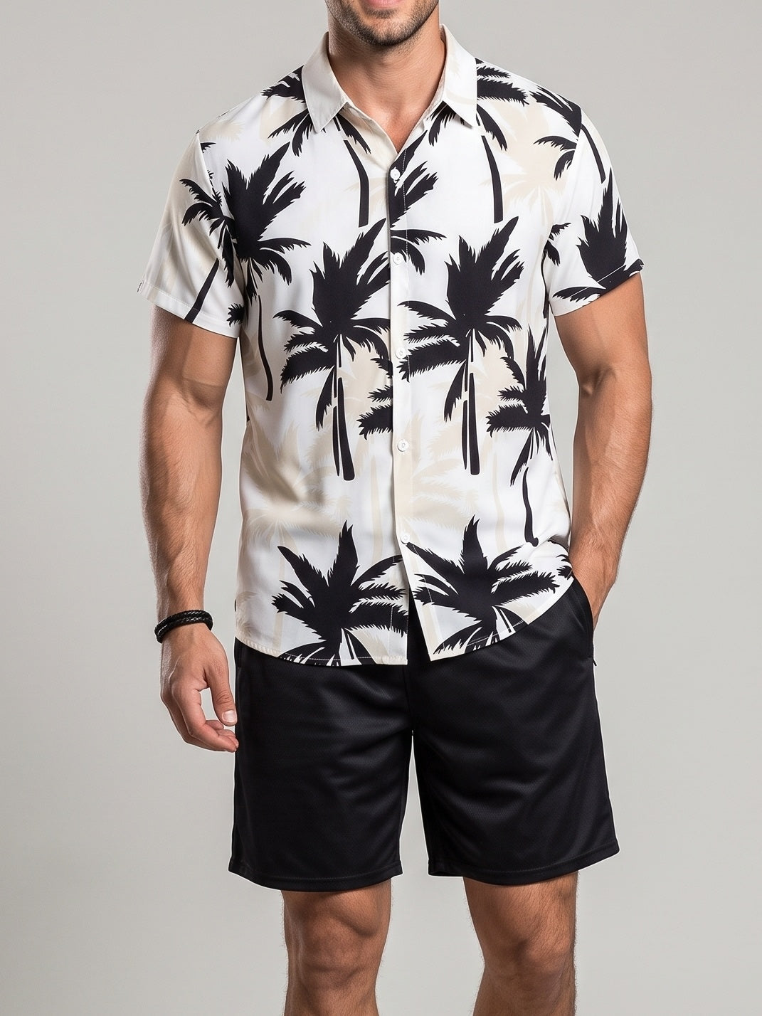 KZZ Hawaiian-style short-sleeved shirt and shorts