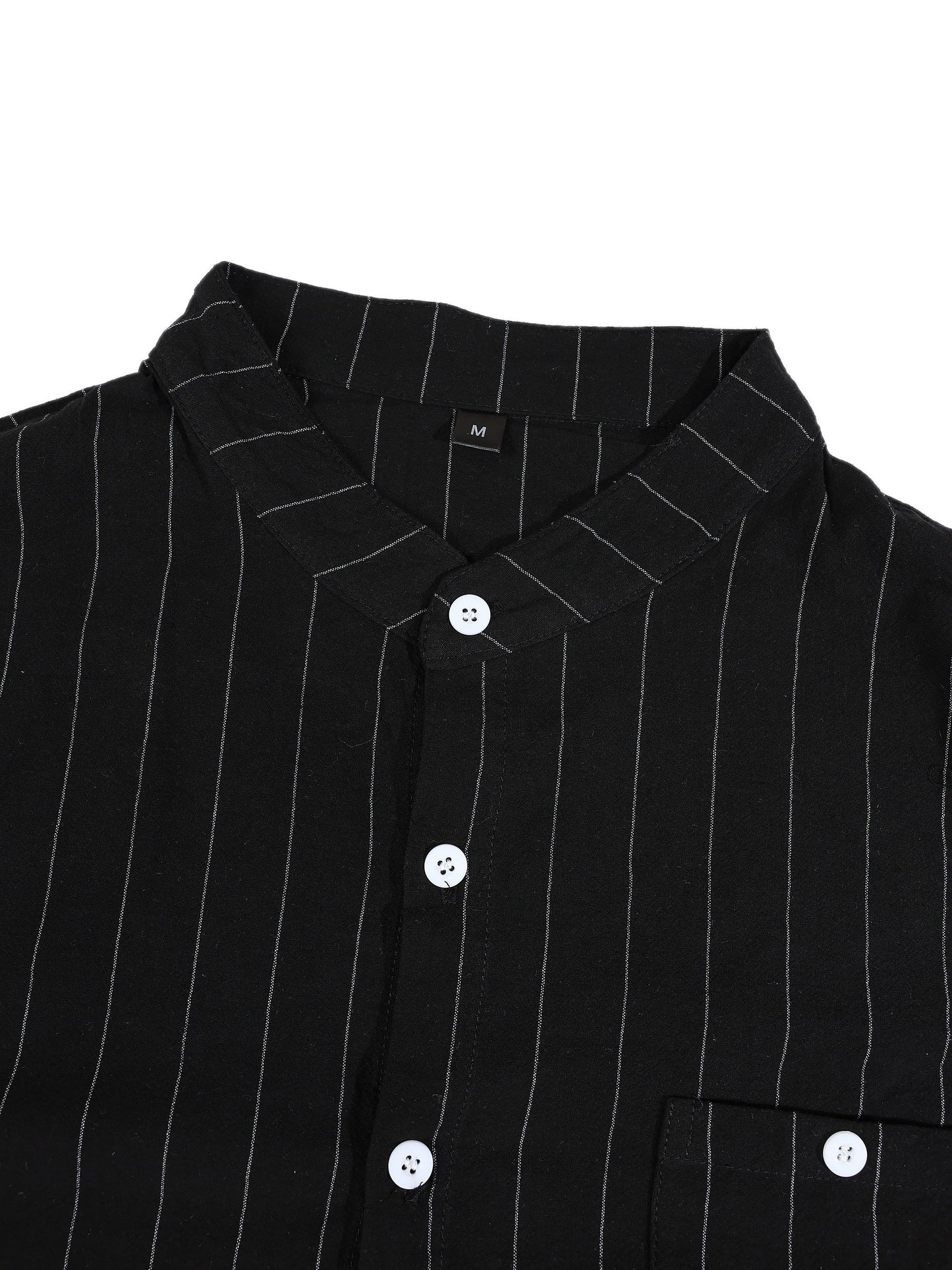 KZZ Men's striped long-sleeve shirt with a stand-up collar and trousers