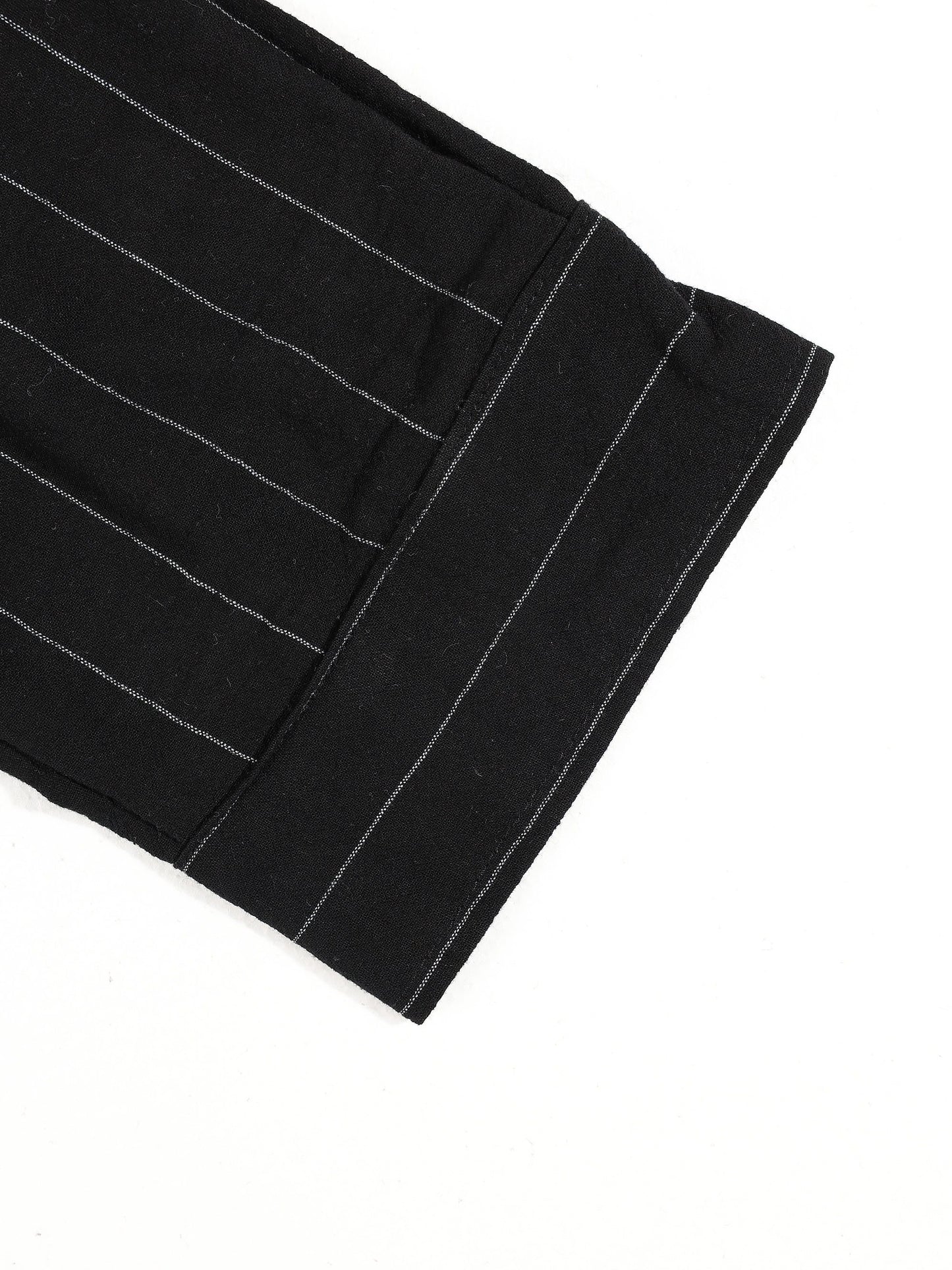KZZ Men's striped long-sleeve shirt with a stand-up collar and trousers