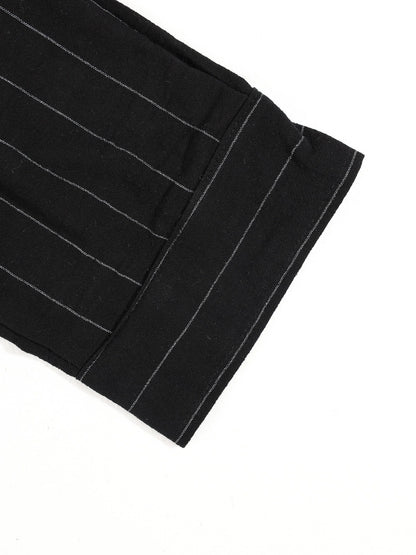 KZZ Men's striped long-sleeve shirt with a stand-up collar and trousers
