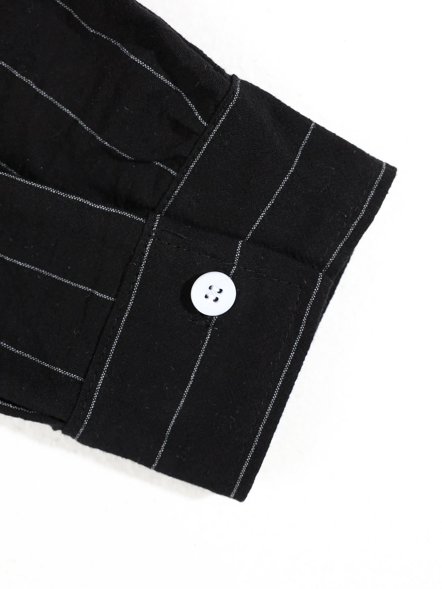 KZZ Men's striped long-sleeve shirt with a stand-up collar and trousers