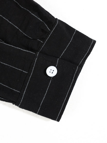 KZZ Men's striped long-sleeve shirt with a stand-up collar and trousers