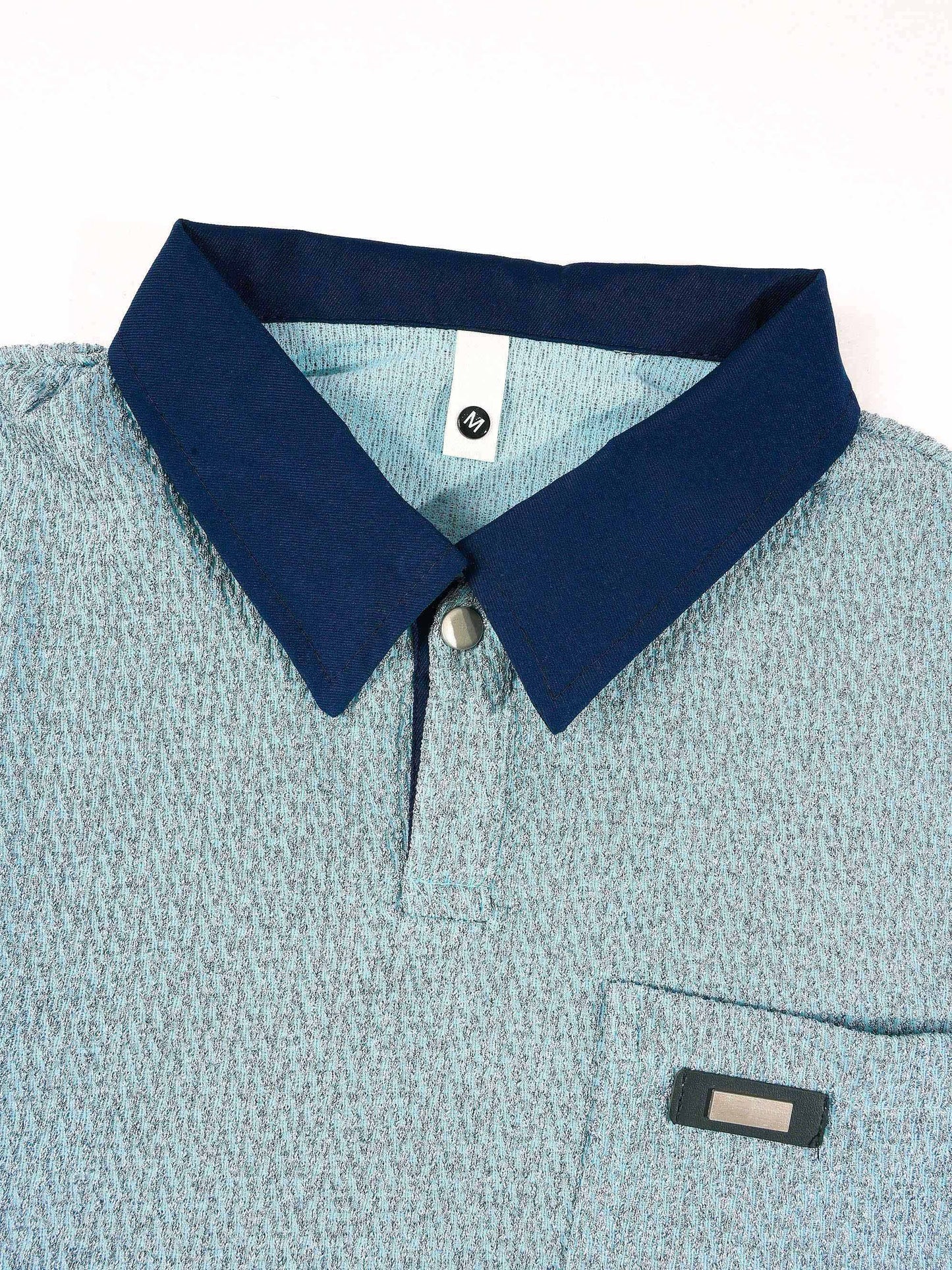 KZZ Men's Summer Color-Block Short-Sleeve Polo Shirt and Elastic-Waist Shorts