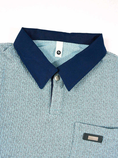 KZZ Men's Summer Color-Block Short-Sleeve Polo Shirt and Elastic-Waist Shorts