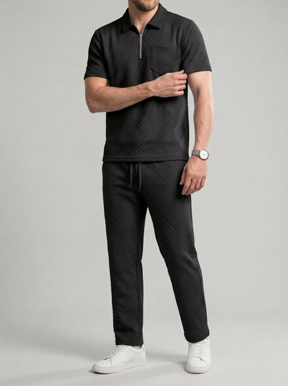 KZZ Short-sleeved polo shirt and drawstring cargo pants