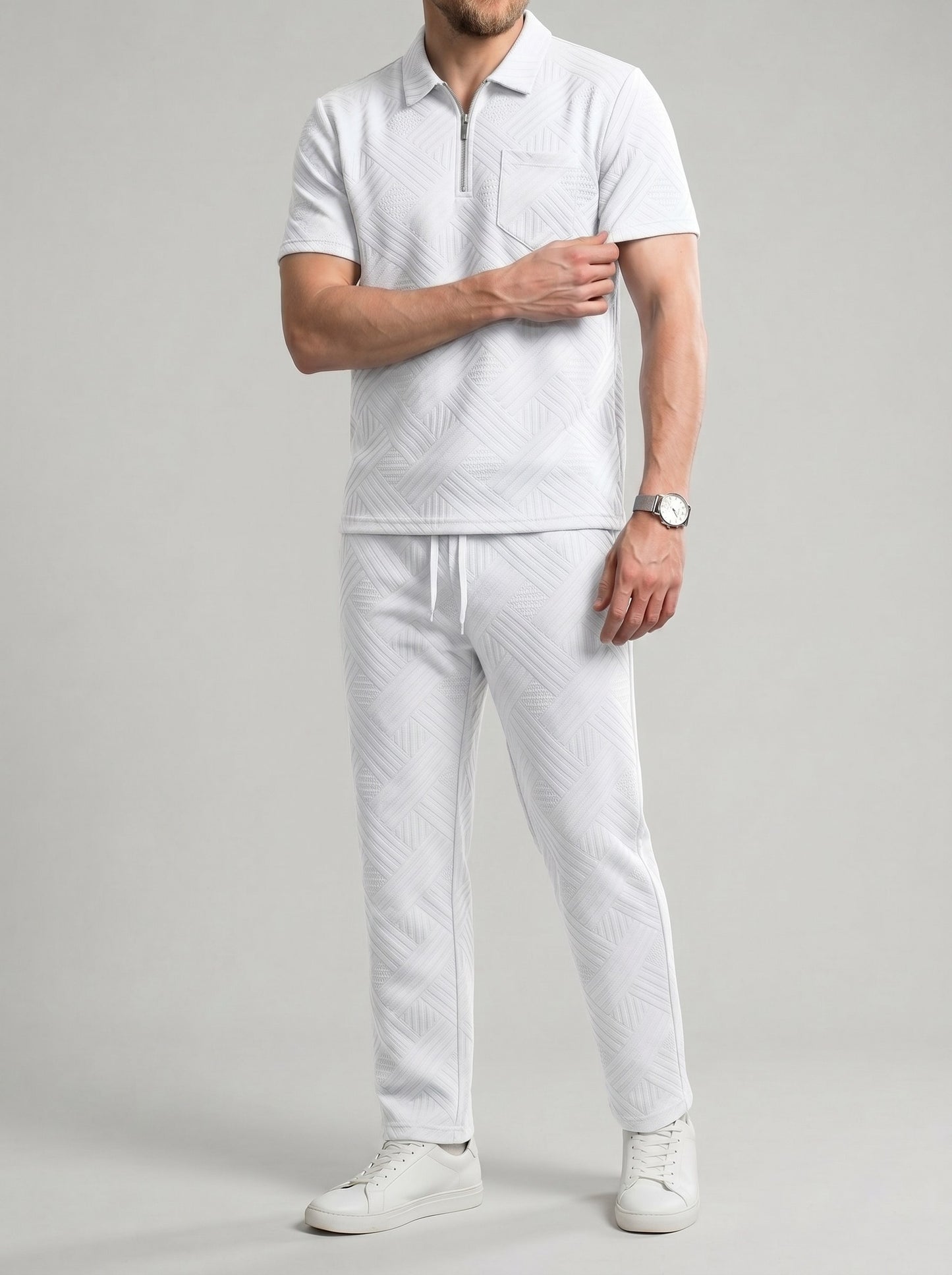 KZZ Short-sleeved polo shirt and drawstring cargo pants