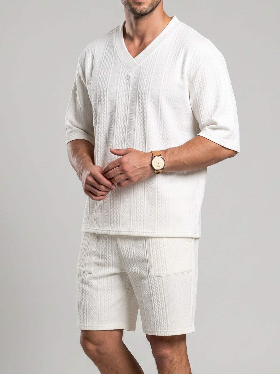 KZZ V-neck short-sleeve T-shirt and shorts
