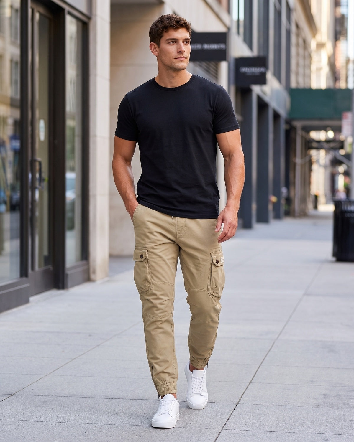 KZZ Men's loose-fitting casual work pants