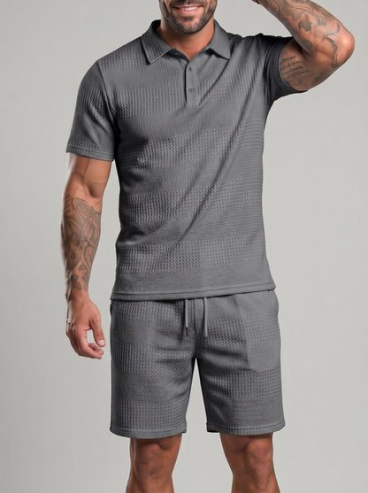 KZZ Casual slim-fit polo shirt and drawstring shorts