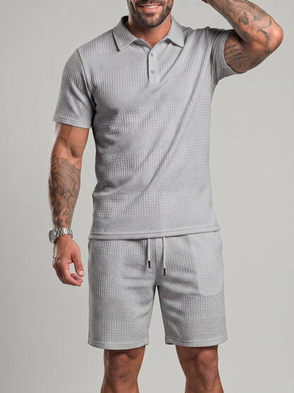 KZZ Casual slim-fit polo shirt and drawstring shorts