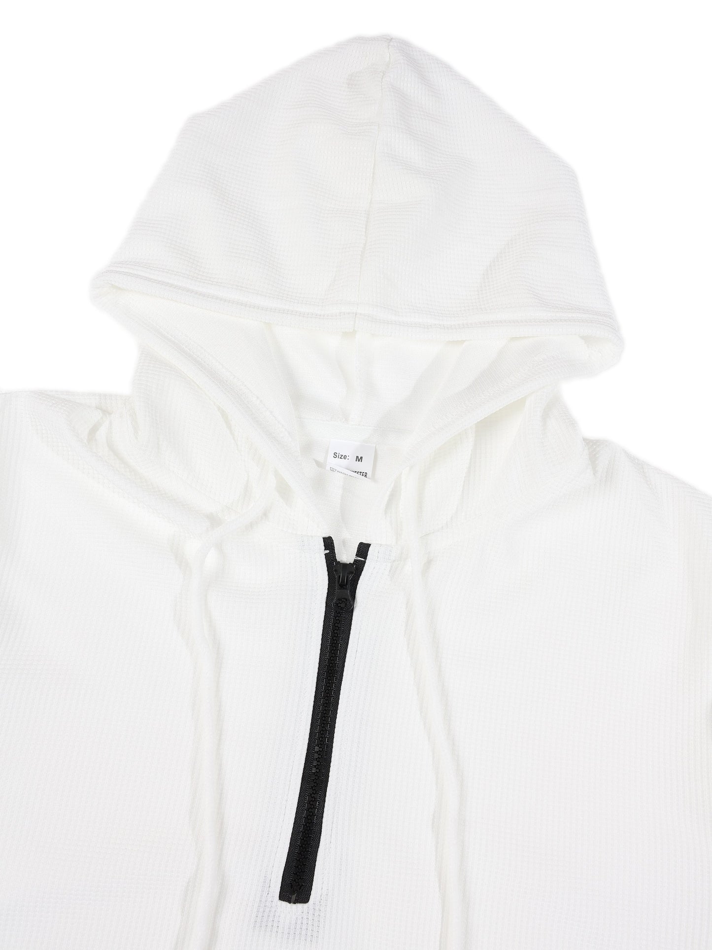 KZZ Men's Classic Solid-Color Waffle-Knit Half-Zip Hoodie