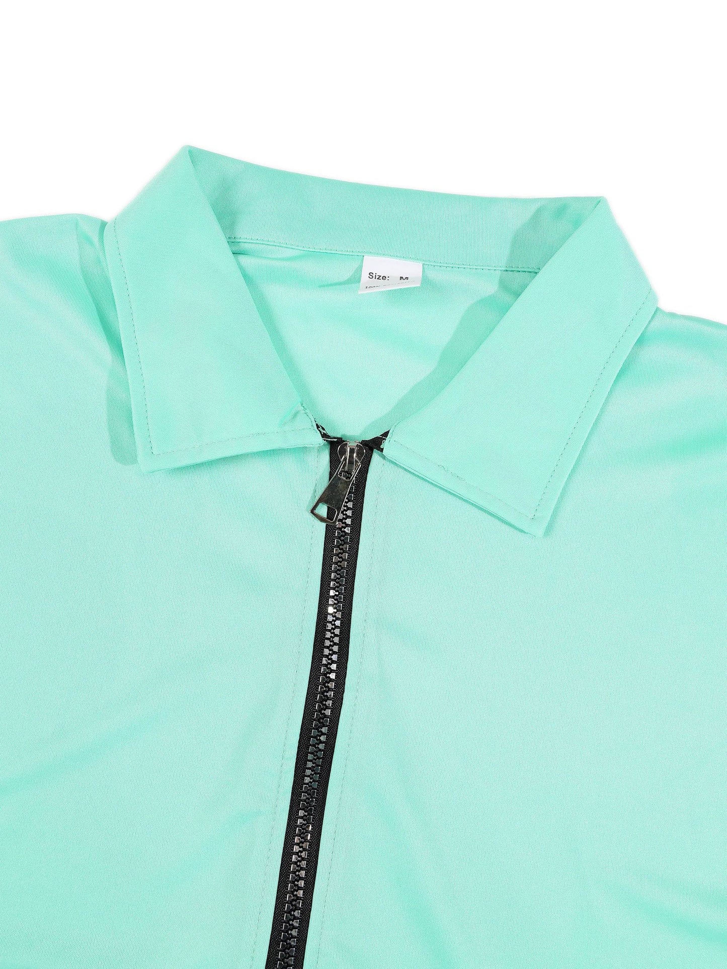 KZZ Collarless half-zip short-sleeve top and elastic-waist shorts