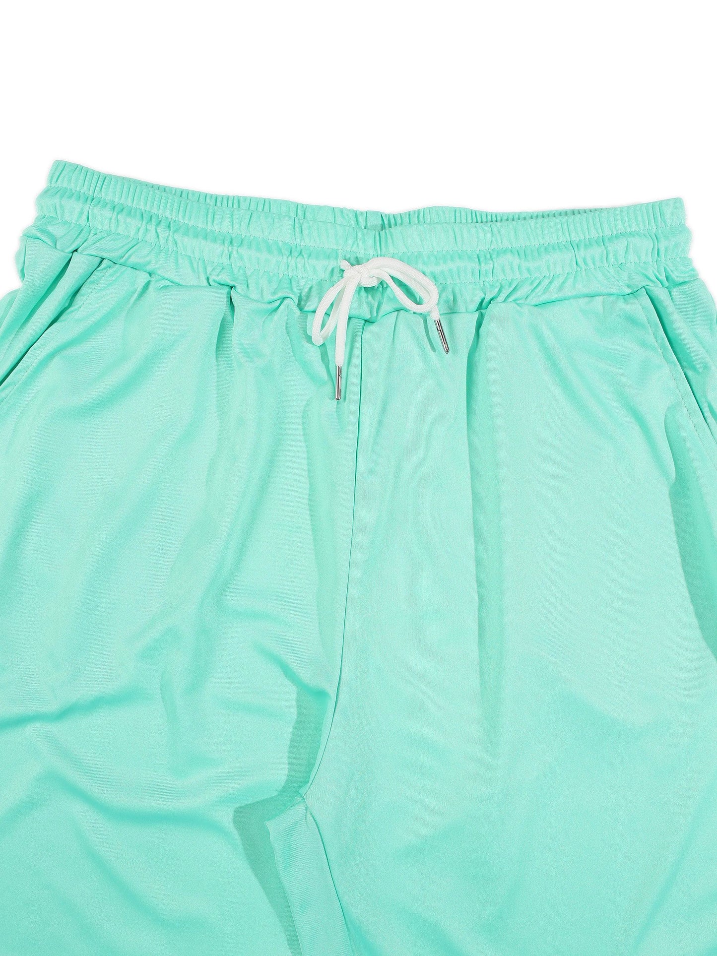 KZZ Collarless half-zip short-sleeve top and elastic-waist shorts