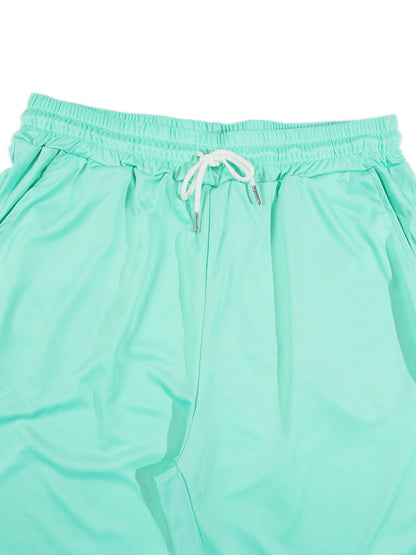 KZZ Collarless half-zip short-sleeve top and elastic-waist shorts