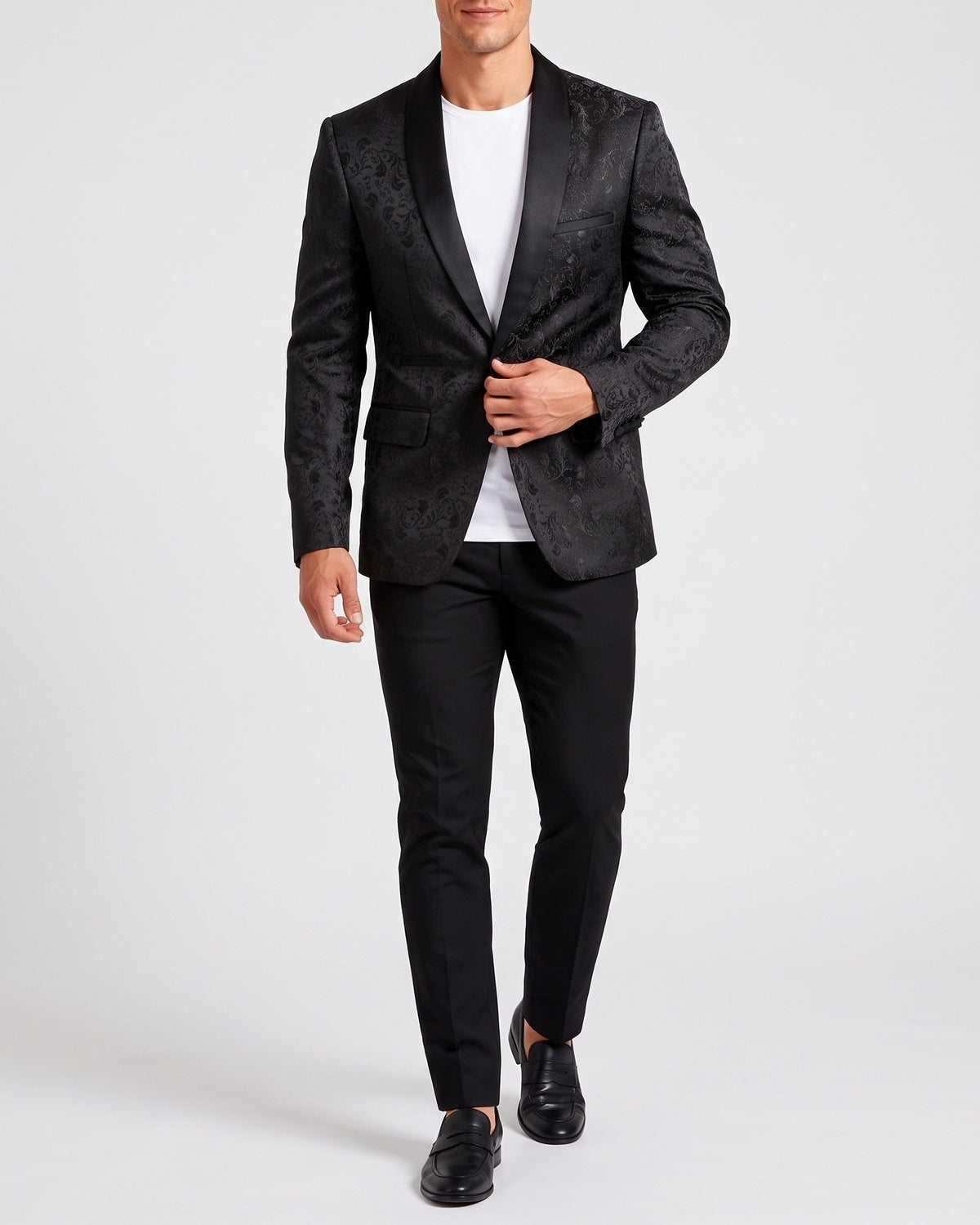 KZZ Men's Slim Fit Printed Suit Jacket