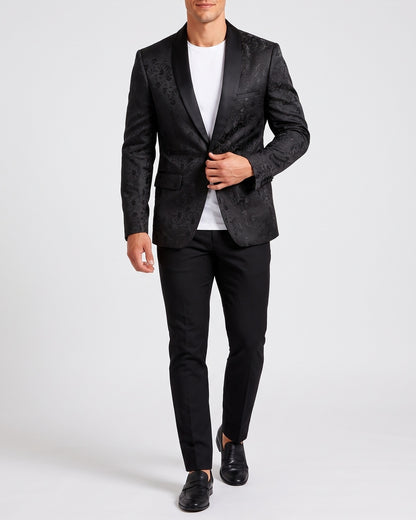 KZZ Men's Slim Fit Printed Suit Jacket